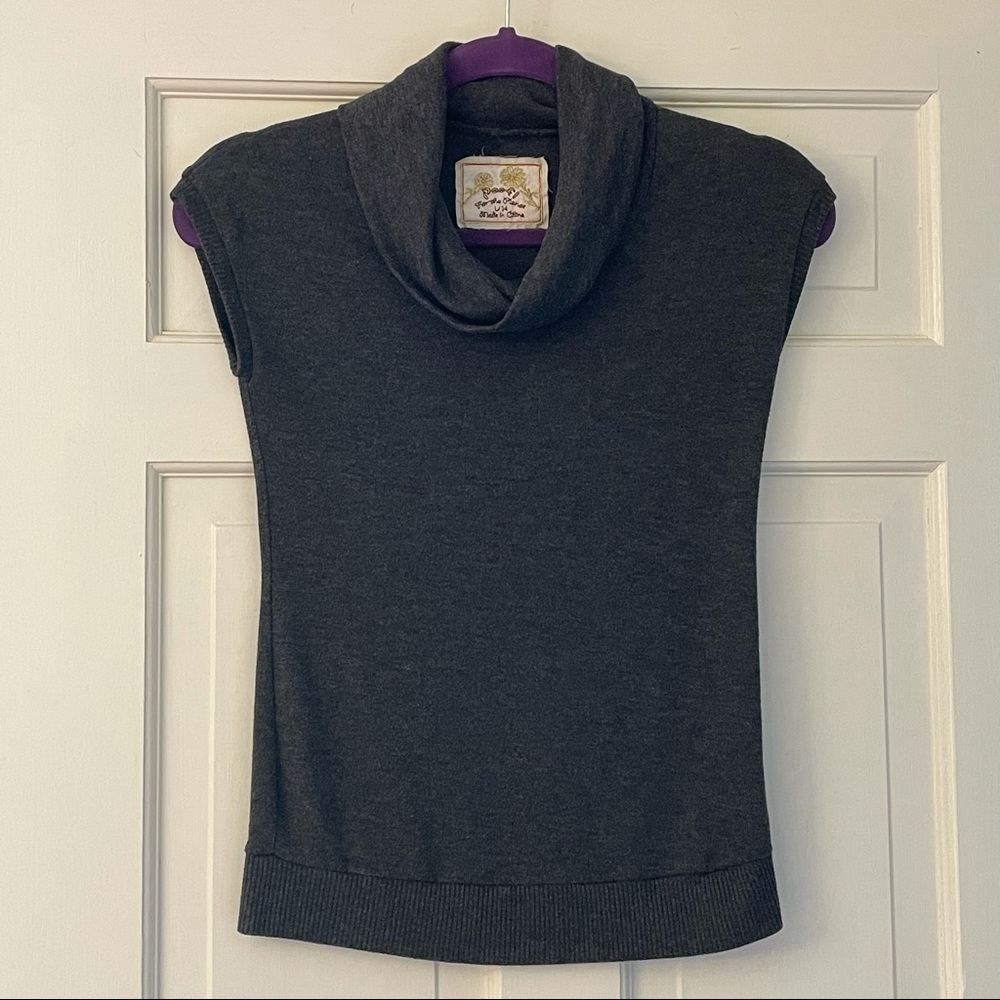 Poof! Grey Cowl Neck Sleeveless Sweater Top